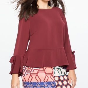 🌸NWOT🌸Eloquii Flounce Tie Neck Blouse